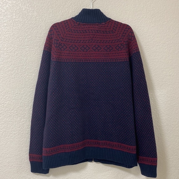 Tommy Hilfiger Men's XL Cotton Blend Patterned Zip up Sweater Blue - Picture 6 of 11